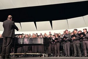 All high school students appear on stage at the Albany Pro Musica High School Choral Festival.