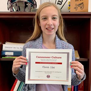 Grade 8 student of the month for November in the category Be Productive. 