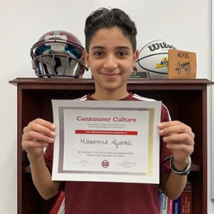Grade 6 Student of the Month for December in the category of Be Present