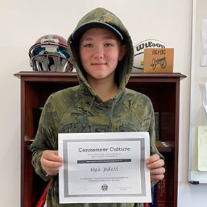 Grade 7 Be Present Student of the Month for April