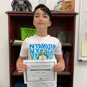 Grade 6 Be Positive Student of the Month for April