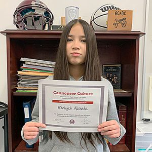 Be Positive Grade 7 Student of the Month for January 2024