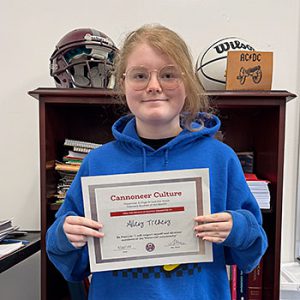 Be Positive Grade 8 Student of the Month for February 2024