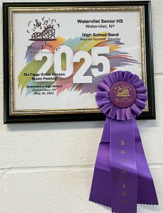 WHS band award certificate and purple ribbon for superior rating at music festival