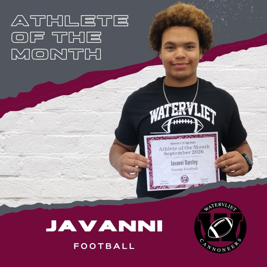 Student athlete of the month for September 2026 holds an awards certificate